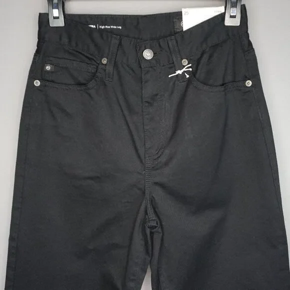 AG Women's Jeans Kora High Rise Wide Leg Jeans in Deep Black Wash size 25 - Picture 3 of 15